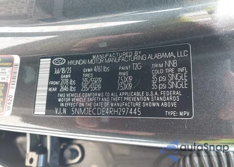 2024 Hyundai Tucson Limited from USA, damaged, VIN 5NMJECDE4RH297445